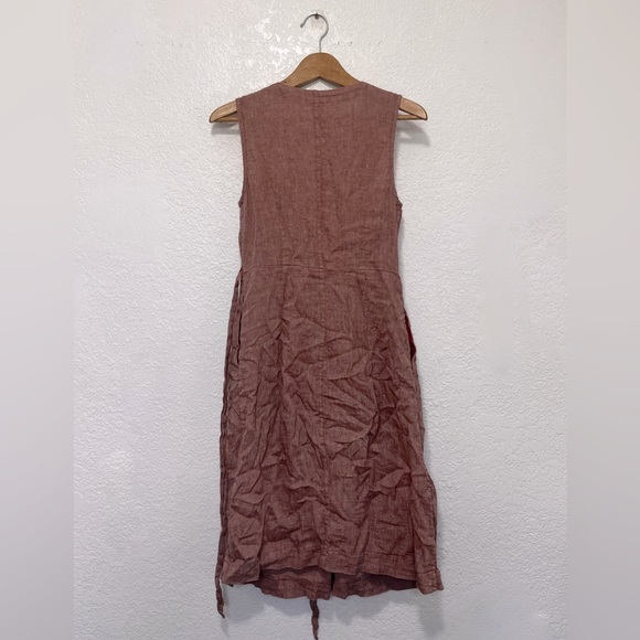 Pink Linen Wrap Dress with POCKETS! - Picture 2 of 8